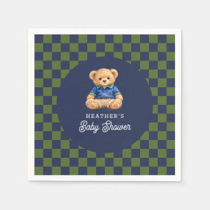 Serviette En Papier Baby Shower Teddy Bear Prépa à carreaux