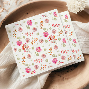 Serviette En Papier Baby-Shower Thème Fleur Sauvage