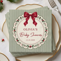 Baby-Shower Thème Noël Hiver Rayure Verte