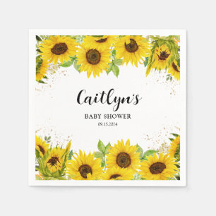 Serviette En Papier Baby shower tournesol