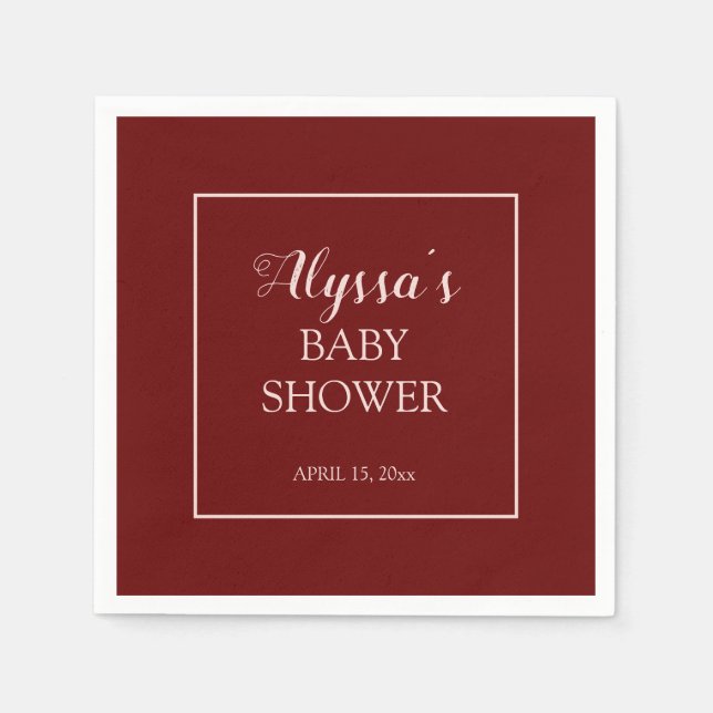 Serviette En Papier Baby shower traditionnel Bourgogne rose pâle (Devant)