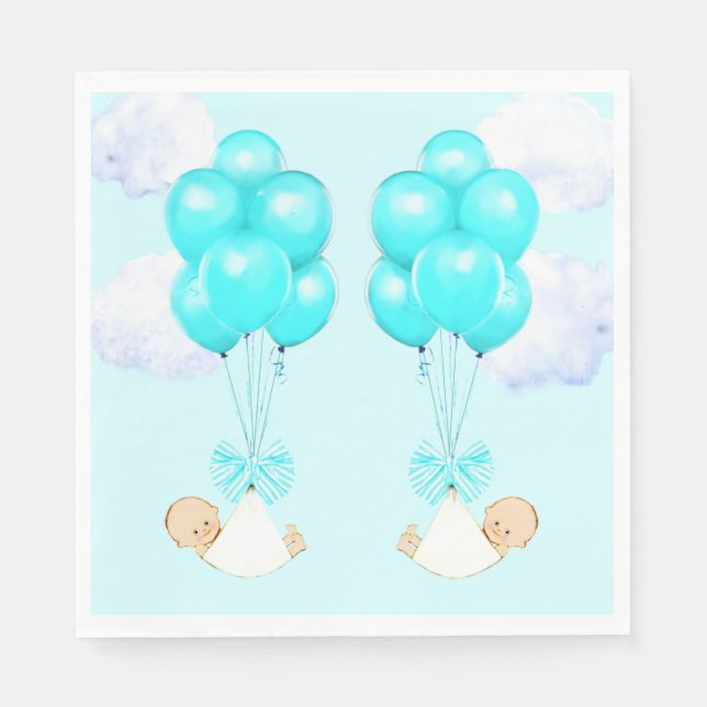 Serviette En Papier Baby shower Twin Boys (Devant)