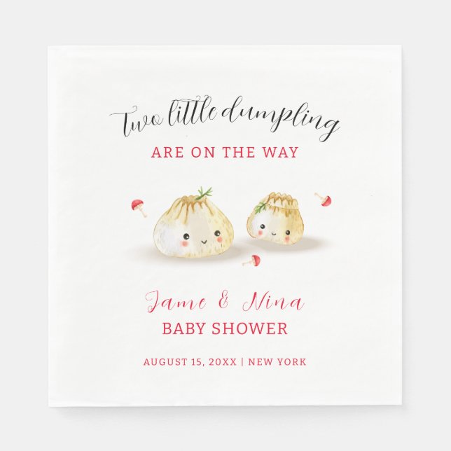 Serviette En Papier Baby shower Twin Cute Dumpling Champignons (Devant)