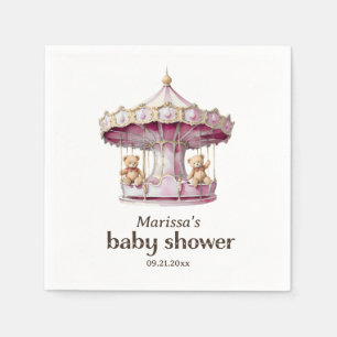 Serviette En Papier Baby shower Twin Girl Ours Teddy Personnalisé