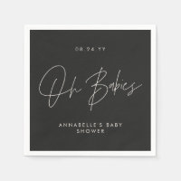 Baby shower twin moderne noir et blanc élégant