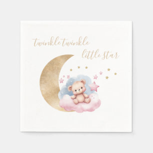 Serviette En Papier Baby shower Twinkle Little Star Gold Moon