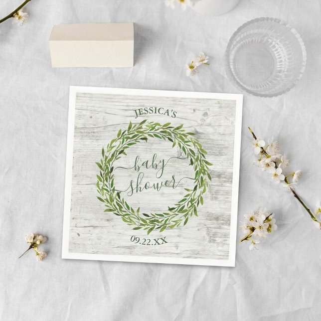 Serviette En Papier Baby shower verdoyant branché Laurel Wreath (Créateur téléchargé)