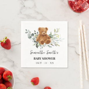 Serviette En Papier Baby shower vert de l'ours Eucalyptus serviettes