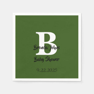 Serviette En Papier Baby shower vert forêt Monogramme Jungle Thème