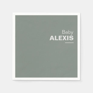Serviette En Papier Baby shower vert minimaliste élégant