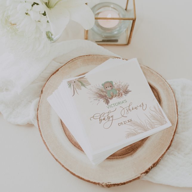 Serviette En Papier Baby shower vert Ours Sage (Créateur téléchargé)