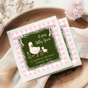 Serviette En Papier Baby Shower Vert Sauge Dindon Rose Gingham