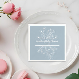 Serviette En Papier Baby shower Vintage Floral Bleu