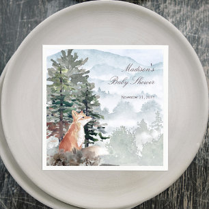 Serviette En Papier Baby shower Watercolor Woodland Forest Fox
