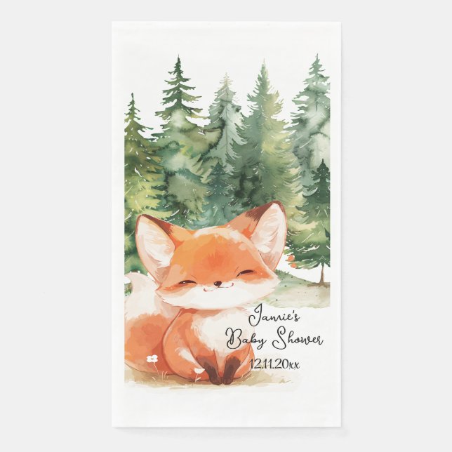 Serviette En Papier Baby shower Whimsical Woodland Fox (Devant)