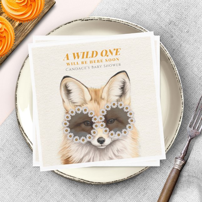 Serviette En Papier Baby shower Wild One Daisy Fox (Créateur téléchargé)