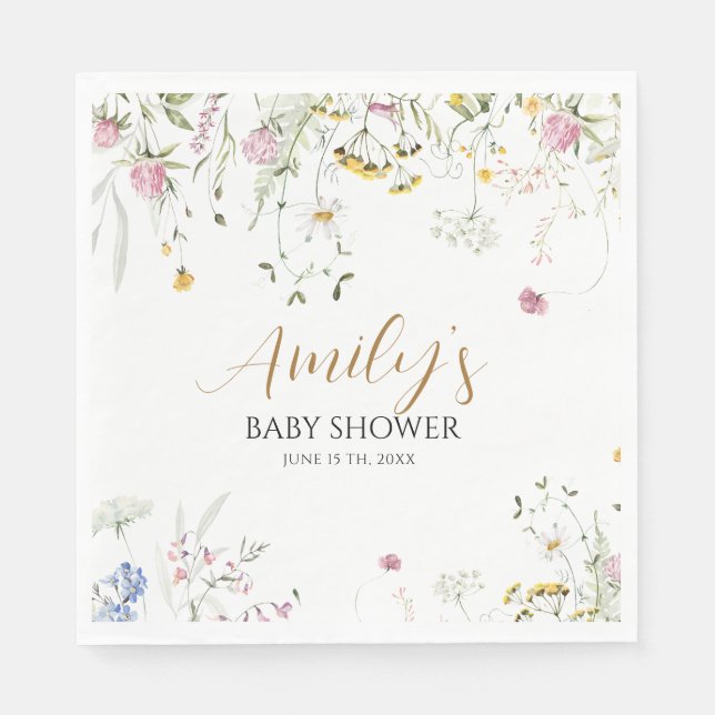 Serviette En Papier Baby shower Wildfloral Girls (Devant)