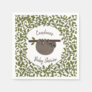 Serviette En Papier Baby Sloth Baby shower de verdure
