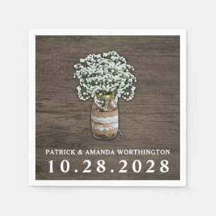 Serviette En Papier Baby's Breath Mason Jar Rustic Mariage serviettes