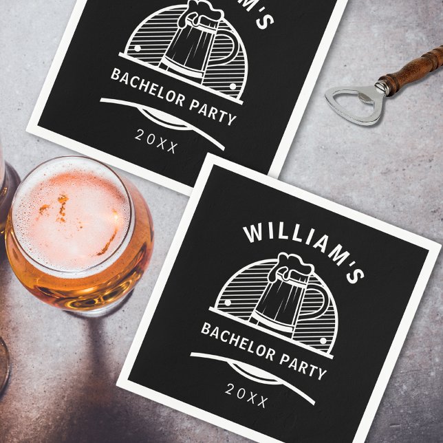 Serviette En Papier Bachelor Party Bière noire et blanche (Créateur téléchargé)