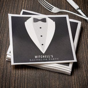 Serviette En Papier Bachelor Party Black Costume & Bowtie