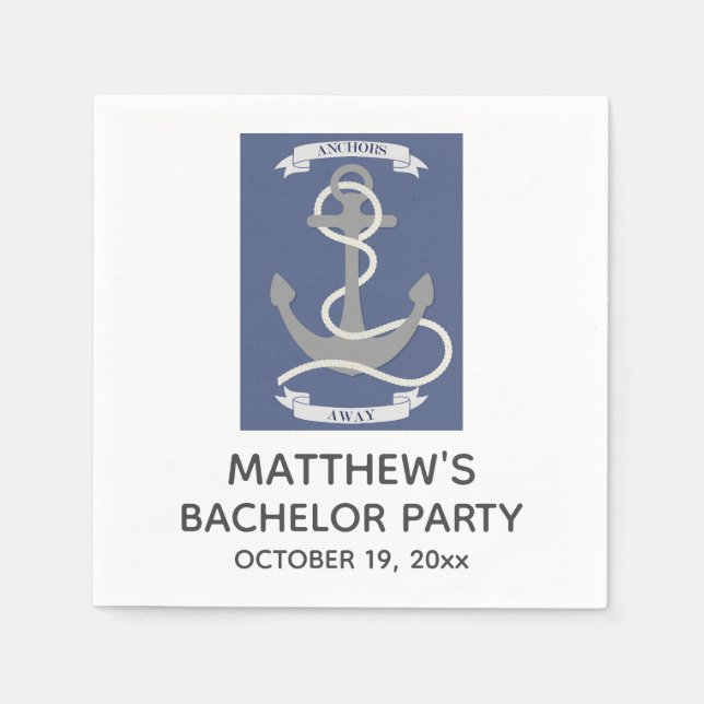 Serviette En Papier Bachelor Party Boating Ancre nautique (Devant)