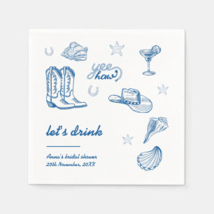 Serviette En Papier Bachelorette Coastal Cowgirl illustrée