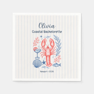 Serviette en papier Bachelorette côtière Corail bl