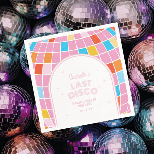 Serviette En Papier Bachelorette moderne Retro Pink Disco Week-end