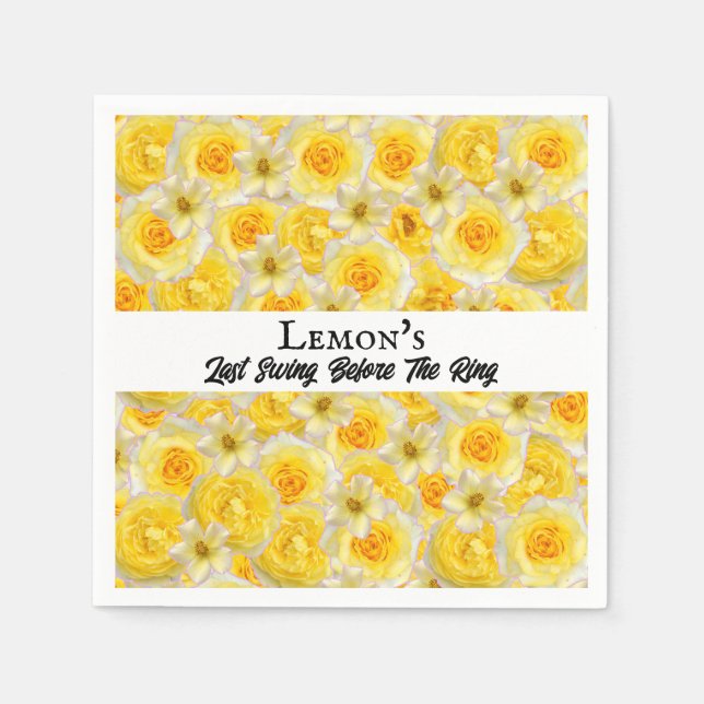 Serviette En Papier Bachelorette Party Fête des mariées Golf Jaune Bla (Devant)