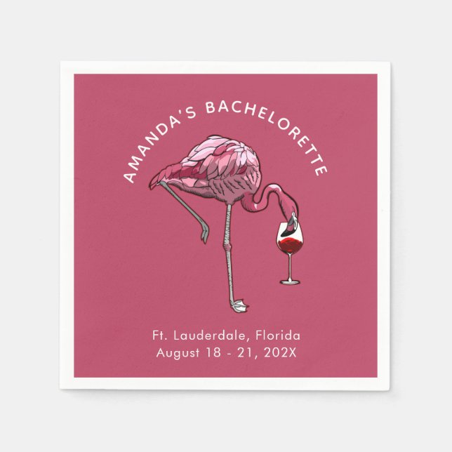 Serviette En Papier Bachelorette Party Flamant rose papier personnalis (Devant)