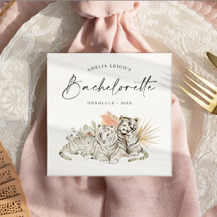 Serviette En Papier Bachelorette Tropical Boho Tigers