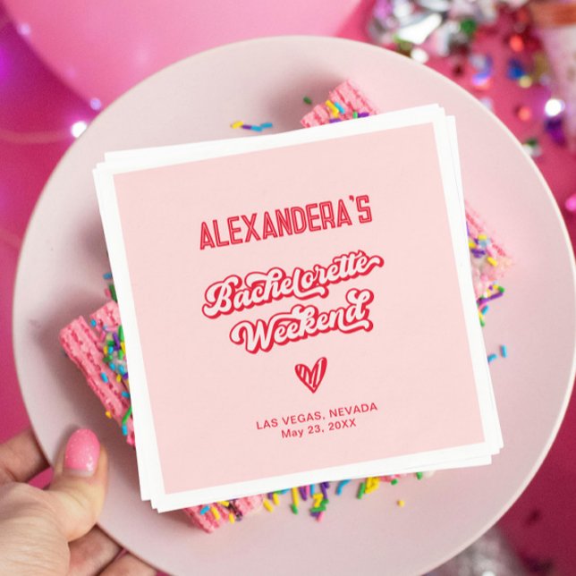 Serviette En Papier Bachelorte rouge et rose (Créateur téléchargé)