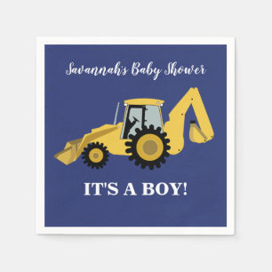 Serviette En Papier Backhoe Construction Baby shower garçon serviettes