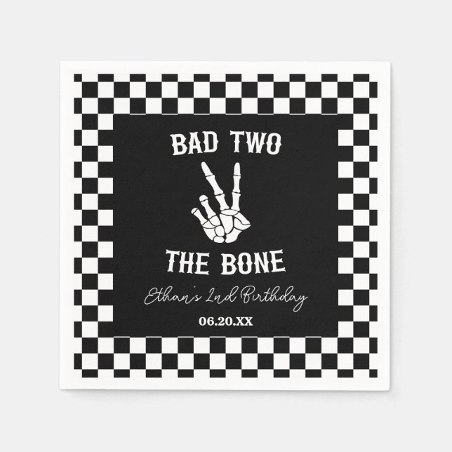 Serviette En Papier Bad Two The Bone Skeleton 2e fête d'anniversaire (Devant)