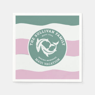 Serviette En Papier Badge de vacances de la famille de requins vert sa