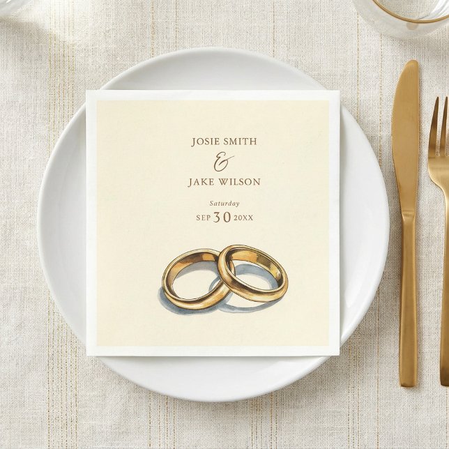 Serviette En Papier Bagues mariage or Papier Napkin (Gold wedding rings Paper Napkin.)