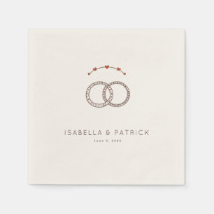 Serviette En Papier Bagues minimalistes marron romantiques