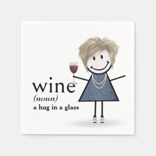Serviette En Papier Baguette Figure Girl Avec Verre Rouge