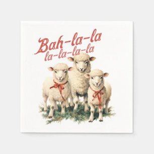 Serviette En Papier Bah La La Cute Retro Noël Moutons