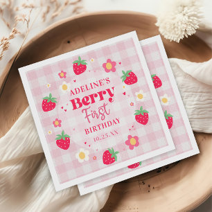 Serviette En Papier Baie Premier Anniversaire Mignon Fraise