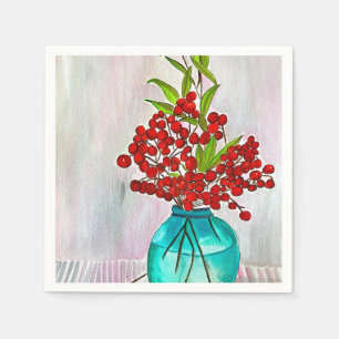 Serviette En Papier Baies d'eau Red Christmas Berries