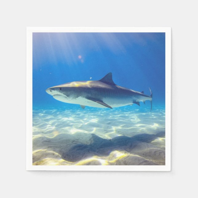 Serviette En Papier Baignade de requins Eau bleu de l'océan (Devant)