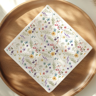 Serviette En Papier Baigne de Vie de Papillons Fleurs Sauvages Lavage