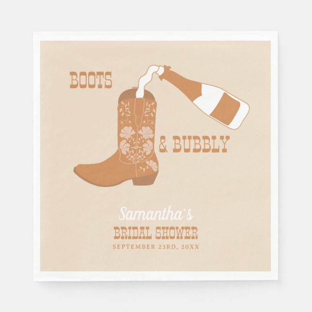 Serviette En Papier Baigneade de mariage rustique occidental de bottes (Devant)