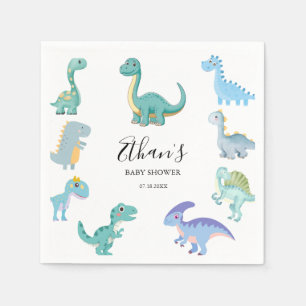 Serviette En Papier Baignée de bébé dinosaure élégante Blanc