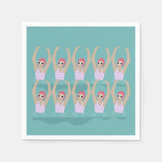 Serviette En Papier Baigneurs artistiques | Illustration de natation a (Devant)