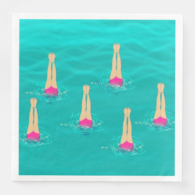 Serviette En Papier Baigneurs Artistiques Nageant Sous L'Eau (Devant)