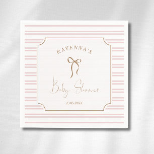 Serviette En Papier Bain de bébé à cadre doré et ruban rayé de rose ro