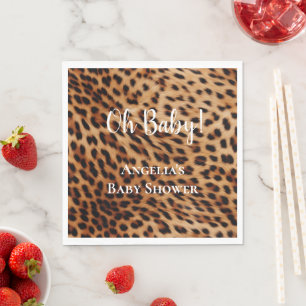 Serviette En Papier Bain de bébé avec impression léopard marron crème